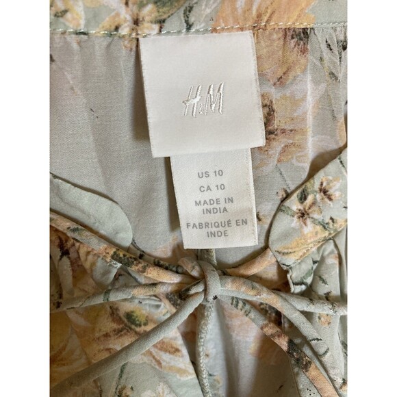 H & M Floral Babydoll Loose Dress Womens 10 Long Sleeve Cottagecore Fairy Boho - Picture 6 of 8